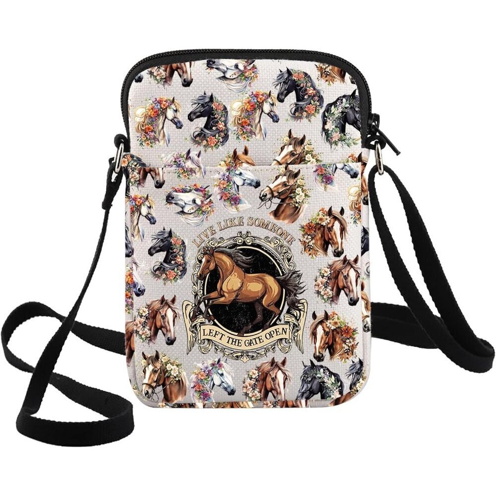 Horse Crossbody Bag Canvas Spacious Durable Animal Themed Gift for Horse Lovers